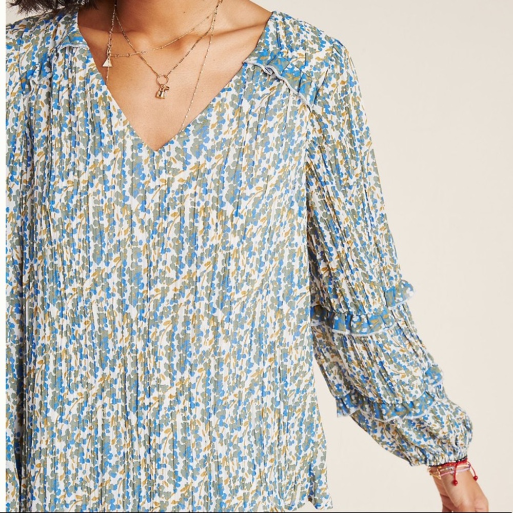 Anthropologie Maeve Pleated Blouse Size Large - Picture 3 of 5